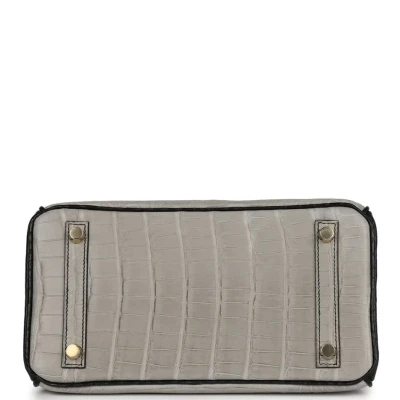 Hermes Special Order (HSS) Birkin 25 Gris Perle and Black Matte Alligator Mississippienis Brushed Gold Hardware Hermes Special Order (HSS) Birkin 25 Gris Perle and Black Matte Alligator Mississippienis Brushed Gold Hardware