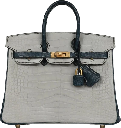 Hermes Special Order (HSS) Birkin 25 Gris Perle and Vert Rousseau Matte Alligator Brushed Gold Hardware Hermes Special Order (HSS) Birkin 25 Gris Perle and Vert Rousseau Matte Alligator Brushed Gold Hardware