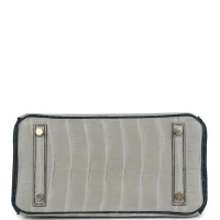 Hermes Special Order (HSS) Birkin 25 Gris Perle and Vert Rousseau Matte Alligator Brushed Gold Hardware Hermes Special Order (HSS) Birkin 25 Gris Perle and Vert Rousseau Matte Alligator Brushed Gold Hardware