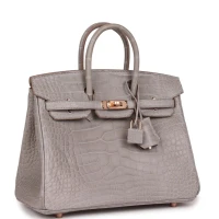Hermes Special Order (HSS) Birkin 25 Gris Perle Verso Matte Alligator Rose Gold Hardware Hermes Special Order (HSS) Birkin 25 Gris Perle Verso Matte Alligator Rose Gold Hardware