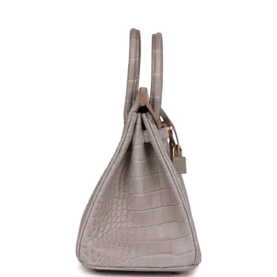 Hermes Special Order (HSS) Birkin 25 Gris Perle Verso Matte Alligator Rose Gold Hardware Hermes Special Order (HSS) Birkin 25 Gris Perle Verso Matte Alligator Rose Gold Hardware