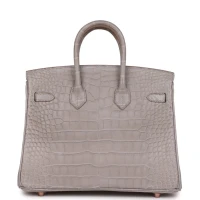 Hermes Special Order (HSS) Birkin 25 Gris Perle Verso Matte Alligator Rose Gold Hardware Hermes Special Order (HSS) Birkin 25 Gris Perle Verso Matte Alligator Rose Gold Hardware