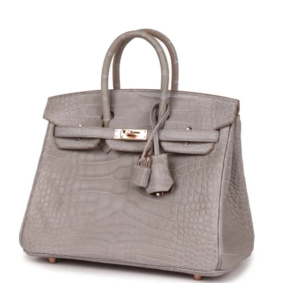 Hermes Special Order (HSS) Birkin 25 Gris Perle Verso Matte Alligator Rose Gold Hardware Hermes Special Order (HSS) Birkin 25 Gris Perle Verso Matte Alligator Rose Gold Hardware