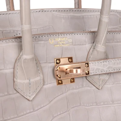 Hermes Special Order (HSS) Birkin 25 Gris Perle Verso Matte Alligator Rose Gold Hardware Hermes Special Order (HSS) Birkin 25 Gris Perle Verso Matte Alligator Rose Gold Hardware