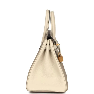Hermes Special Order (HSS) Birkin 25 Gris Tourterelle and Craie Togo Brushed Gold Hardware Hermes Special Order (HSS) Birkin 25 Gris Tourterelle and Craie Togo Brushed Gold Hardware
