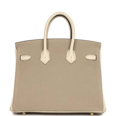 Hermes Special Order (HSS) Birkin 25 Gris Tourterelle and Craie Togo Brushed Gold Hardware Hermes Special Order (HSS) Birkin 25 Gris Tourterelle and Craie Togo Brushed Gold Hardware