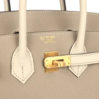 Hermes Special Order (HSS) Birkin 25 Gris Tourterelle and Craie Togo Brushed Gold Hardware Hermes Special Order (HSS) Birkin 25 Gris Tourterelle and Craie Togo Brushed Gold Hardware