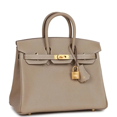 Hermes Special Order (HSS) Birkin 25 Gris Tourterelle Verso Chevre Brushed Gold Hardware Hermes Special Order (HSS) Birkin 25 Gris Tourterelle Verso Chevre Brushed Gold Hardware