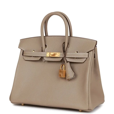 Hermes Special Order (HSS) Birkin 25 Gris Tourterelle Verso Chevre Brushed Gold Hardware Hermes Special Order (HSS) Birkin 25 Gris Tourterelle Verso Chevre Brushed Gold Hardware