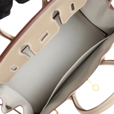 Hermes Special Order (HSS) Birkin 25 Gris Tourterelle Verso Chevre Brushed Gold Hardware Hermes Special Order (HSS) Birkin 25 Gris Tourterelle Verso Chevre Brushed Gold Hardware