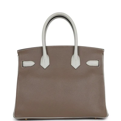Hermes Special Order (HSS) Birkin 30 Etoupe and Gris Pearl Chevre Brushed Gold Hardware