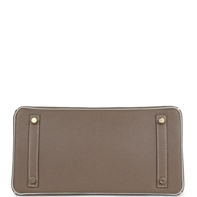 Hermes Special Order (HSS) Birkin 30 Etoupe and Gris Pearl Chevre Brushed Gold Hardware