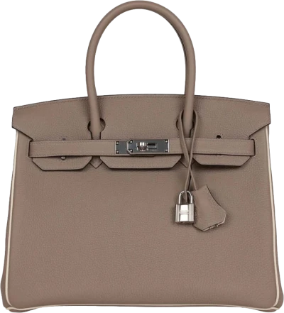 Hermes Special Order (HSS) Birkin 30 Gris Tourterelle and Craie Togo Palladium Hardware Hermes Special Order (HSS) Birkin 30 Gris Tourterelle and Craie Togo Palladium Hardware