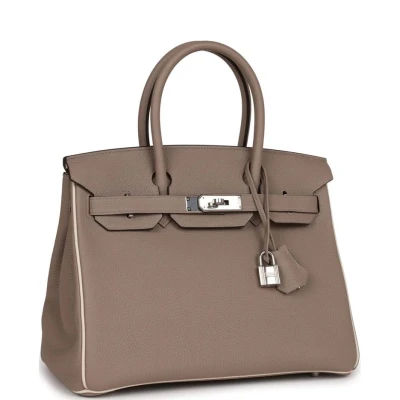 Hermes Special Order (HSS) Birkin 30 Gris Tourterelle and Craie Togo Palladium Hardware Hermes Special Order (HSS) Birkin 30 Gris Tourterelle and Craie Togo Palladium Hardware