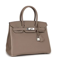 Hermes Special Order (HSS) Birkin 30 Gris Tourterelle and Craie Togo Palladium Hardware Hermes Special Order (HSS) Birkin 30 Gris Tourterelle and Craie Togo Palladium Hardware
