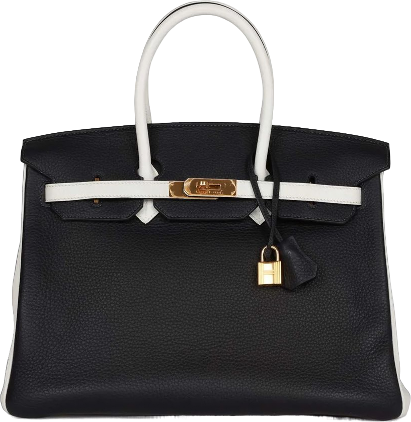 Hermes Special Order (HSS) Birkin 35 Black and White Clemence Gold Hardware
