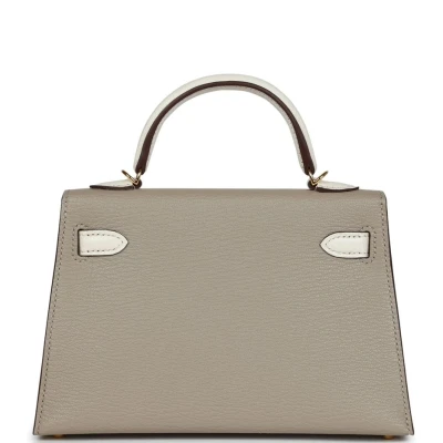 Hermes Special Order (HSS) Kelly 20 Gris Tourterelle and Nata Chevre Gold Hardware Hermes Special Order (HSS) Kelly 20 Gris Tourterelle and Nata Chevre Gold Hardware