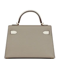 Hermes Special Order (HSS) Kelly 20 Gris Tourterelle and Nata Chevre Gold Hardware Hermes Special Order (HSS) Kelly 20 Gris Tourterelle and Nata Chevre Gold Hardware