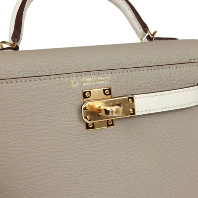 Hermes Special Order (HSS) Kelly 20 Gris Tourterelle and Nata Chevre Gold Hardware Hermes Special Order (HSS) Kelly 20 Gris Tourterelle and Nata Chevre Gold Hardware