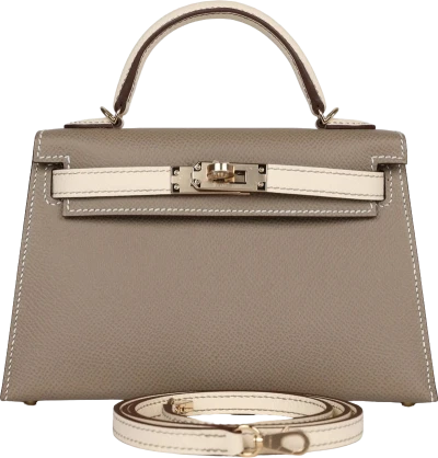 Hermes Special Order (HSS) Kelly 20 Nata and Gris Asphalte Epsom Sellier Gold Hardware Hermes Special Order (HSS) Kelly 20 Nata and Gris Asphalte Epsom Sellier Gold Hardware