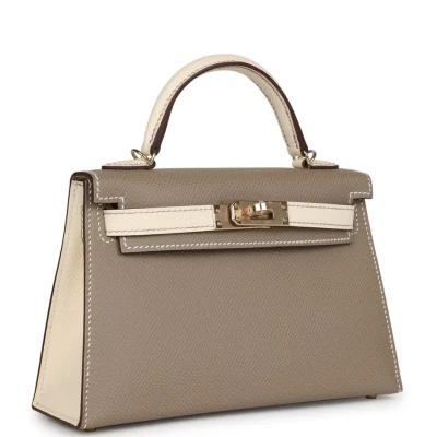 Hermes Special Order (HSS) Kelly 20 Nata and Gris Asphalte Epsom Sellier Gold Hardware Hermes Special Order (HSS) Kelly 20 Nata and Gris Asphalte Epsom Sellier Gold Hardware