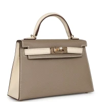Hermes Special Order (HSS) Kelly 20 Nata and Gris Asphalte Epsom Sellier Gold Hardware Hermes Special Order (HSS) Kelly 20 Nata and Gris Asphalte Epsom Sellier Gold Hardware