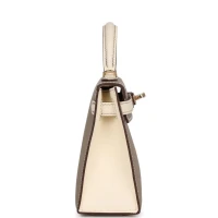 Hermes Special Order (HSS) Kelly 20 Nata and Gris Asphalte Epsom Sellier Gold Hardware Hermes Special Order (HSS) Kelly 20 Nata and Gris Asphalte Epsom Sellier Gold Hardware