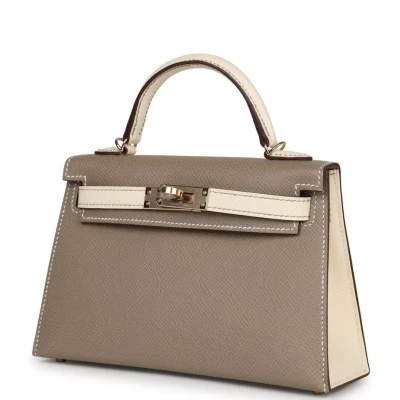 Hermes Special Order (HSS) Kelly 20 Nata and Gris Asphalte Epsom Sellier Gold Hardware Hermes Special Order (HSS) Kelly 20 Nata and Gris Asphalte Epsom Sellier Gold Hardware