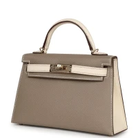 Hermes Special Order (HSS) Kelly 20 Nata and Gris Asphalte Epsom Sellier Gold Hardware Hermes Special Order (HSS) Kelly 20 Nata and Gris Asphalte Epsom Sellier Gold Hardware
