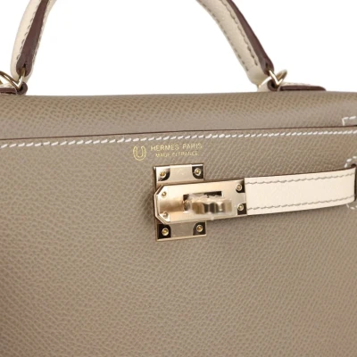 Hermes Special Order (HSS) Kelly 20 Nata and Gris Asphalte Epsom Sellier Gold Hardware Hermes Special Order (HSS) Kelly 20 Nata and Gris Asphalte Epsom Sellier Gold Hardware