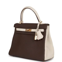Hermes Special Order (HSS) Kelly Retourne 25 Ebene and Craie Togo Gold Hardware Hermes Special Order (HSS) Kelly Retourne 25 Ebene and Craie Togo Gold Hardware