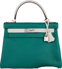 Hermes Special Order (HSS) Kelly Retourne 28 Malachite and Gris Perle Clemence Brushed Palladium Hardware Hermes Special Order (HSS) Kelly Retourne 28 Malachite and Gris Perle Clemence Brushed Palladium Hardware