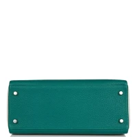 Hermes Special Order (HSS) Kelly Retourne 28 Malachite and Gris Perle Clemence Brushed Palladium Hardware Hermes Special Order (HSS) Kelly Retourne 28 Malachite and Gris Perle Clemence Brushed Palladium Hardware