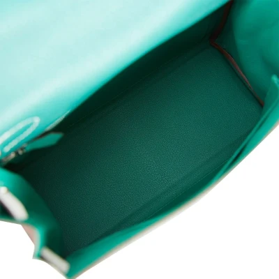 Hermes Special Order (HSS) Kelly Retourne 28 Malachite and Gris Perle Clemence Brushed Palladium Hardware Hermes Special Order (HSS) Kelly Retourne 28 Malachite and Gris Perle Clemence Brushed Palladium Hardware
