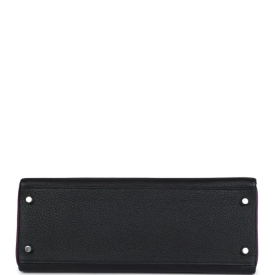 Hermes Special Order (HSS) Kelly Retourne 32 Black and Anemone Togo Brushed Palladium Hardware Hermes Special Order (HSS) Kelly Retourne 32 Black and Anemone Togo Brushed Palladium Hardware