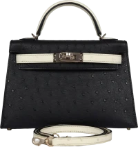 Hermes Special Order (HSS) Kelly Sellier 20 Black and Beton Ostrich Permabrass Hardware Hermes Special Order (HSS) Kelly Sellier 20 Black and Beton Ostrich Permabrass Hardware