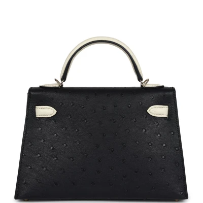 Hermes Special Order (HSS) Kelly Sellier 20 Black and Beton Ostrich Permabrass Hardware Hermes Special Order (HSS) Kelly Sellier 20 Black and Beton Ostrich Permabrass Hardware