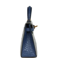 Hermes Special Order (HSS) Kelly Sellier 20 Gris Perle and Bleu de Malte Matte Alligator Gold Hardware Hermes Special Order (HSS) Kelly Sellier 20 Gris Perle and Bleu de Malte Matte Alligator Gold Hardware