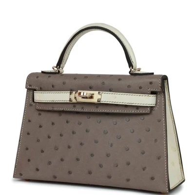 Hermes Special Order (HSS) Kelly Sellier 20 Gris Tourterelle and Beton Ostrich Permabrass Hardware Hermes Special Order (HSS) Kelly Sellier 20 Gris Tourterelle and Beton Ostrich Permabrass Hardware