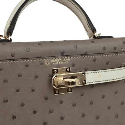 Hermes Special Order (HSS) Kelly Sellier 20 Gris Tourterelle and Beton Ostrich Permabrass Hardware Hermes Special Order (HSS) Kelly Sellier 20 Gris Tourterelle and Beton Ostrich Permabrass Hardware
