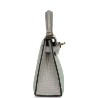 Hermes Special Order (HSS) Kelly Sellier 20 Vert D'Eau and Gris Perle Matte Alligator Permabrass Hardware Hermes Special Order (HSS) Kelly Sellier 20 Vert D'Eau and Gris Perle Matte Alligator Permabrass Hardware