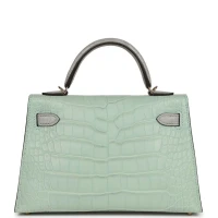 Hermes Special Order (HSS) Kelly Sellier 20 Vert D'Eau and Gris Perle Matte Alligator Permabrass Hardware Hermes Special Order (HSS) Kelly Sellier 20 Vert D'Eau and Gris Perle Matte Alligator Permabrass Hardware