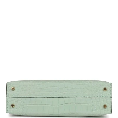 Hermes Special Order (HSS) Kelly Sellier 20 Vert D'Eau and Gris Perle Matte Alligator Permabrass Hardware Hermes Special Order (HSS) Kelly Sellier 20 Vert D'Eau and Gris Perle Matte Alligator Permabrass Hardware