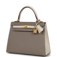 Hermes Special Order (HSS) Kelly Sellier 25 Etoupe and Craie Epsom Brushed Gold Hardware Hermes Special Order (HSS) Kelly Sellier 25 Etoupe and Craie Epsom Brushed Gold Hardware