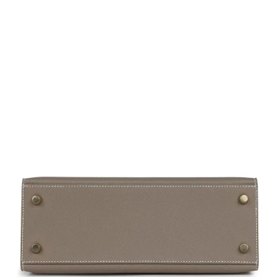 Hermes Special Order (HSS) Kelly Sellier 25 Etoupe and Craie Epsom Brushed Gold Hardware Hermes Special Order (HSS) Kelly Sellier 25 Etoupe and Craie Epsom Brushed Gold Hardware