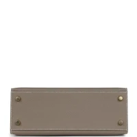 Hermes Special Order (HSS) Kelly Sellier 25 Etoupe and Craie Epsom Brushed Gold Hardware Hermes Special Order (HSS) Kelly Sellier 25 Etoupe and Craie Epsom Brushed Gold Hardware