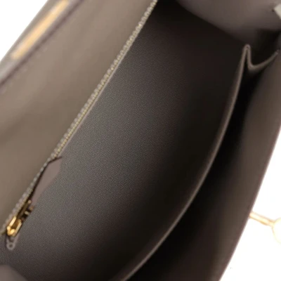 Hermes Special Order (HSS) Kelly Sellier 25 Etoupe and Craie Epsom Brushed Gold Hardware Hermes Special Order (HSS) Kelly Sellier 25 Etoupe and Craie Epsom Brushed Gold Hardware