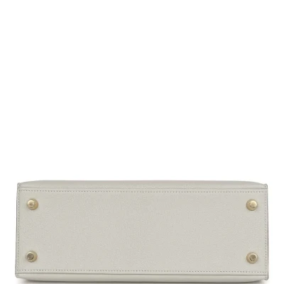 Hermes Special Order (HSS) Kelly Sellier 25 Gris Perle and Nata Chevre Brushed Gold Hardware Hermes Special Order (HSS) Kelly Sellier 25 Gris Perle and Nata Chevre Brushed Gold Hardware