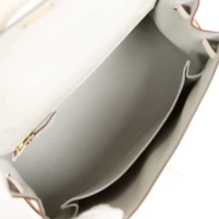 Hermes Special Order (HSS) Kelly Sellier 25 Gris Perle and Nata Chevre Brushed Gold Hardware Hermes Special Order (HSS) Kelly Sellier 25 Gris Perle and Nata Chevre Brushed Gold Hardware