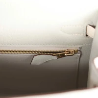 Hermes Special Order (HSS) Kelly Sellier 25 Gris Perle and Nata Chevre Brushed Gold Hardware Hermes Special Order (HSS) Kelly Sellier 25 Gris Perle and Nata Chevre Brushed Gold Hardware